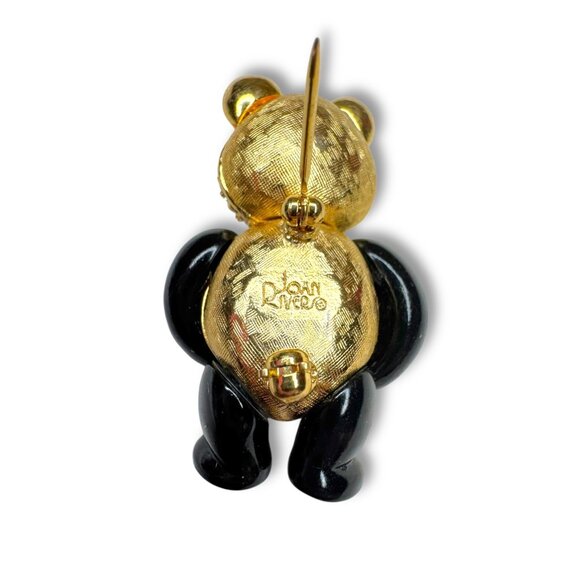 Joan Rivers Pavé Crystal Black Enamel Panda Brooch Articulated - Picture 3 of 8